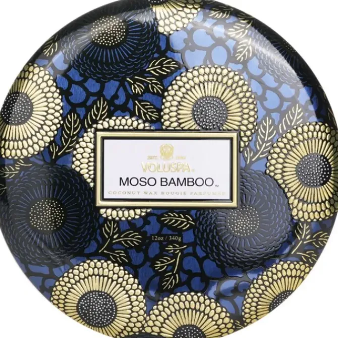 3 Wick Decorative Tin Candle - Moso Bamboo