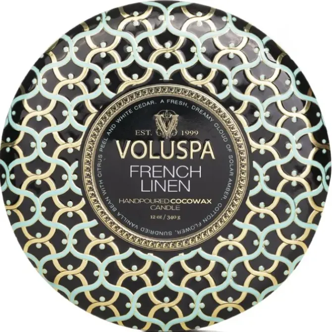 3 Wick Decorative Tin Candle - French Linen