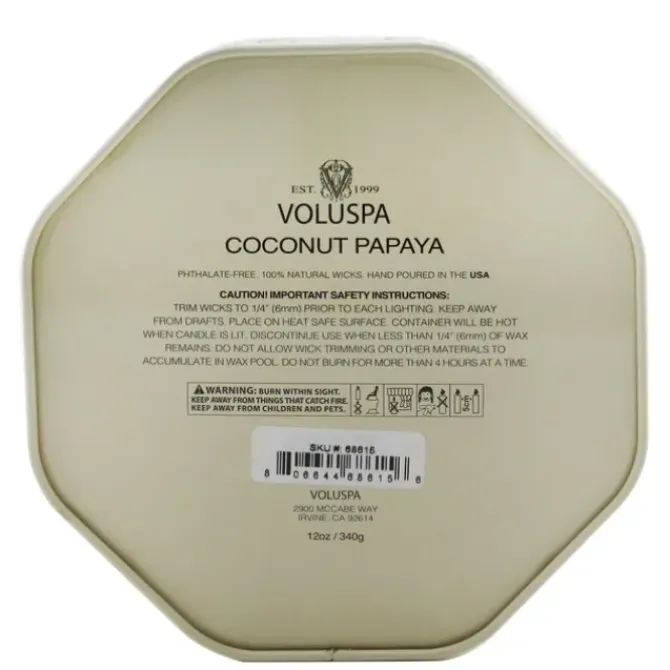 3 Wick Octagon Tin Candle - Coconut Papaya