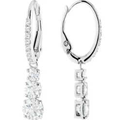 Attract Trilogy hoop earrings 5416155 - Round cut, White, Rhodium plated
