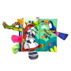 Beiens Three-dimensional 3D Early Education Enlightenment Baby Cloth Book (Rain Forest Tails)