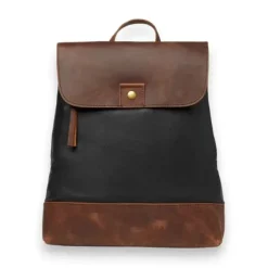 CELESTE Leather RFID Casual Zipped Backpack - Black