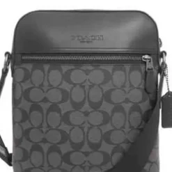 COACH Men's small shoulder crossbody bag black PVC with leather 4010QBMI5