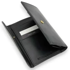 DANA Business Italian Bridle Leather 3 Fold Wallet With Large Coin Case(Black)