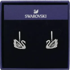 Dancing Swan drop earrings Swan 5514420 - White, Rhodium plated