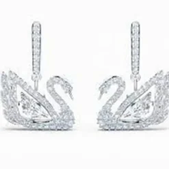 Dancing Swan drop earrings Swan 5514420 - White, Rhodium plated