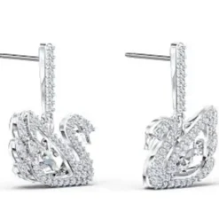Dancing Swan drop earrings Swan 5514420 - White, Rhodium plated