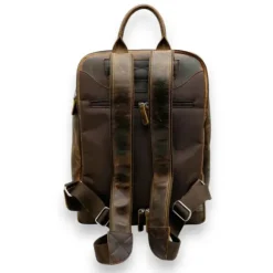DARIUS Business Distressed Leather RFID Entrepreneur Vintage Backpack(Dark Brown)