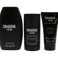 Drakkar Noir by Guy Laroche for Men - 3 Pc Gift Set - 3.4oz EDT Spray, 2.6oz Deodorant Stick, 1.7oz Shower Gel