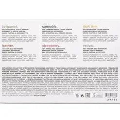 Fragrance Discovery Kit: Bergamot EDP 2ml+Cannabis EDP 2ml+Dark Rum EDP 2ml+Leather EDP 2ml+Strawberry EDP+Vetiver EDP 2ml