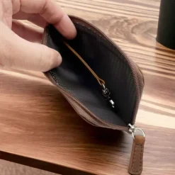 HOLDEN Crazy Horse Leather Zipped Card & Coin Sleeve(Coffee)