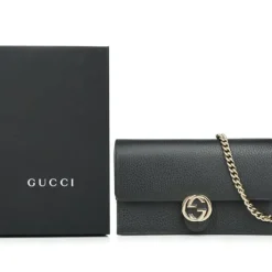 Icon GG Interlocking Wallet On Chain Black Crossbody Bag 615523