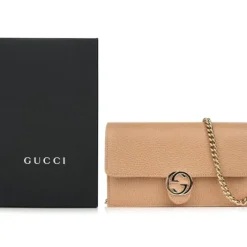 Icon GG Interlocking Wallet On Chain Light CamelCrossbody Bag 615523