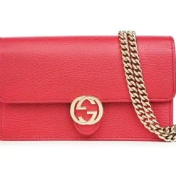 Icon GG Interlocking Wallet On Chain Red Crossbody Bag 615523