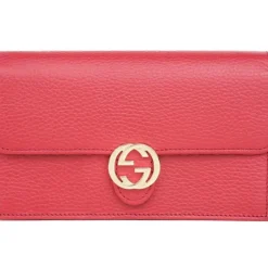 Icon GG Interlocking Wallet On Chain Red Crossbody Bag 615523