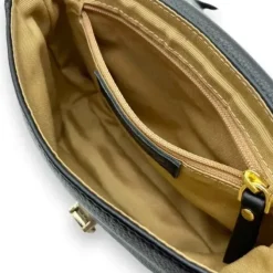 ISHA Pebbled Leather Small Shoulder Satchel Bag(Black)