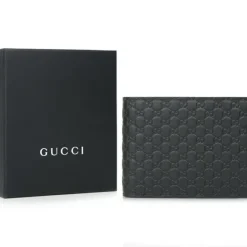 Leather Micro GG Guccissima Trifold Wallet 217044