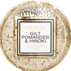 Macaron Candle - Gilt Pomander & Hinoki