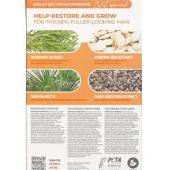 MD BosRevive Volumizing Color Safe Kit: Nourishing Shampoo 5.1oz+Volumizing Conditioner 5.1oz+Leave In Treatment 3.4oz