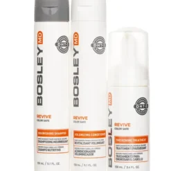 MD BosRevive Volumizing Color Safe Kit: Nourishing Shampoo 5.1oz+Volumizing Conditioner 5.1oz+Leave In Treatment 3.4oz