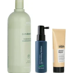 Pelo Baum Hair Revitalizing Solution 60ml + Aveda Volumizing Shampoo 1000ml + L'Oreal Resurfacing Conditioner 200ml