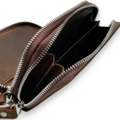 RHYS Distressed Leather Card And Key Pouch / Case(Coffee)