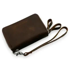 RHYS Distressed Leather Card And Key Pouch / Case(Coffee)