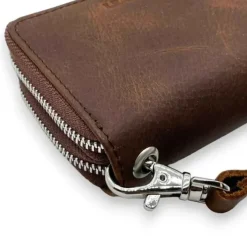 RHYS Distressed Leather Card And Key Pouch / Case(Coffee)