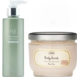 Sabon Body Scrub - Rose Tea X Natural Beauty Yam Collagen Body Lotion