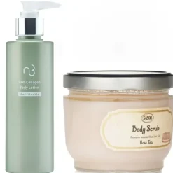 Sabon Body Scrub - Rose Tea X Natural Beauty Yam Collagen Body Lotion
