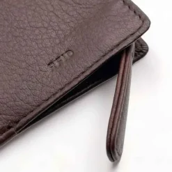SAHRA business leather snap front coin wallet with zip(Brown)