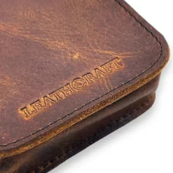 SETH Distressed Leather Business & Travel Pouch(Coffee)