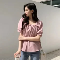 Square Neck Puff Sleeve Blouse