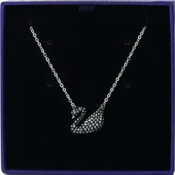 Swarovski Iconic Swan pendant Swan 5347329 - Medium, Black, Rhodium plated