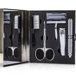 The Well Mannered Groom Kit: Razor + Grooming Scissors + Nail Clipper + Brush + Box