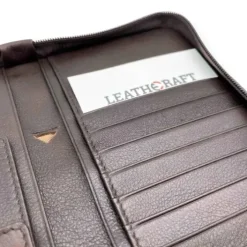 THEO Business Leather RFID Zipper Travel Passport Wallet & Organizer(brown)