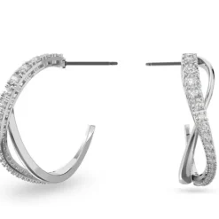 Twist hoop earrings 5563908 - White, Rhodium plated