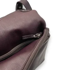 VAANYA Cowhide Leather Zipped Crossbody Bag(RAISIN)