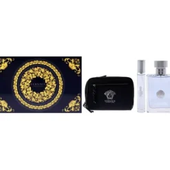 Versace Pour Homme by Versace for Men - 3 Pc Gift Set 3.4oz EDT Spray, 0.34oz EDT Spray, Pouch