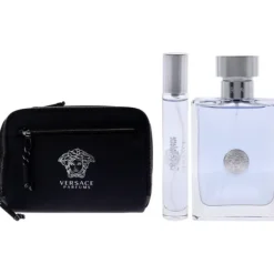 Versace Pour Homme by Versace for Men - 3 Pc Gift Set 3.4oz EDT Spray, 0.34oz EDT Spray, Pouch