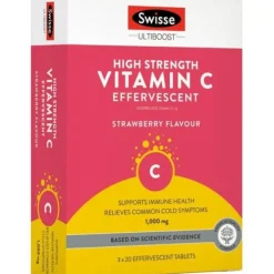 Vitamin C 1000mg Effervescent Tablets Strawberry Flavor